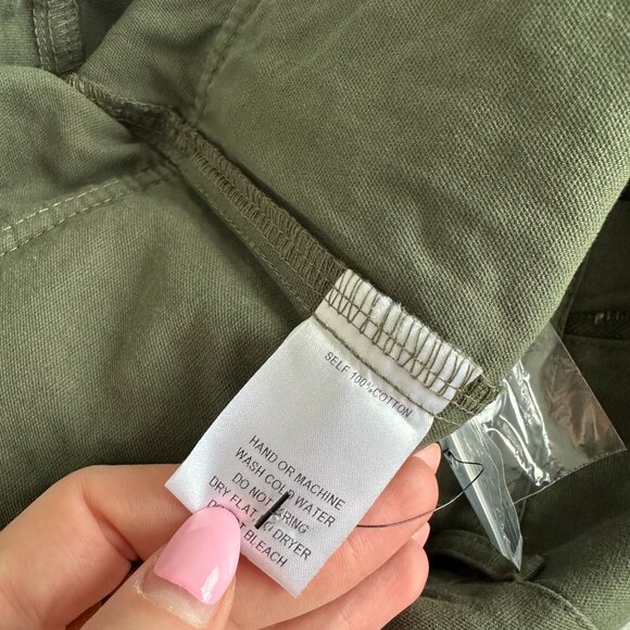 NWT LE Local European Cargo Maxi Skirt Raw Hem Side Slit Utility Pockets Olive - Picture 3 of 11